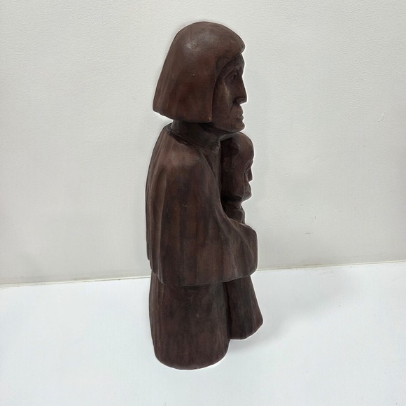 Vintage 1974 Prabuty Wood Sculpture Unique Odd (Nuns Or Religious?) - Picture 10 of 11